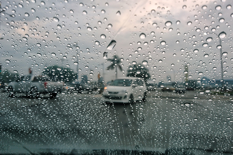 How Rainwater Mixed With Road Oil Affects Windshield Clarity rainwater and road oil on windshield